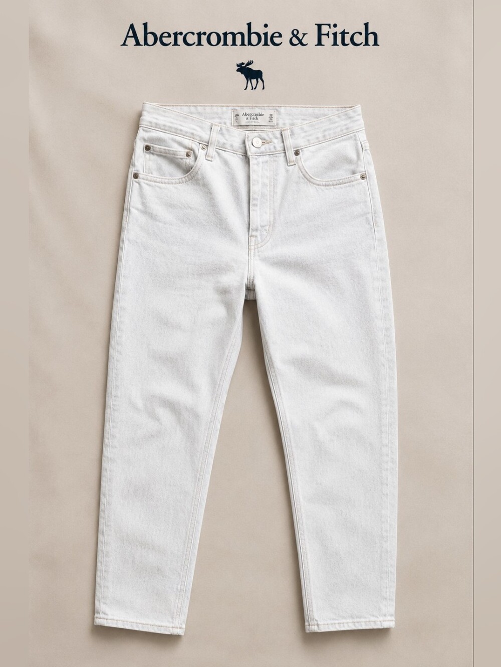 💙 Abercrombie & Fitch -  Off White Denim Jeans - Mom Highrise Jeans